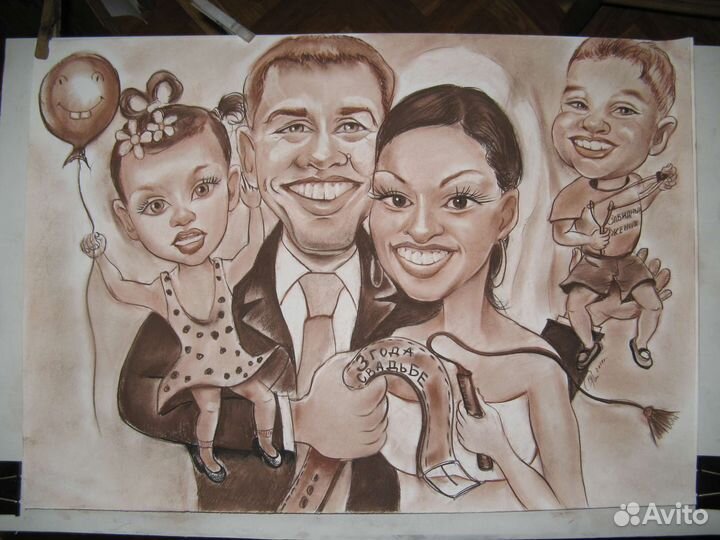 Шаржи -с натуры и с фото на Свадьбу и на Праздник