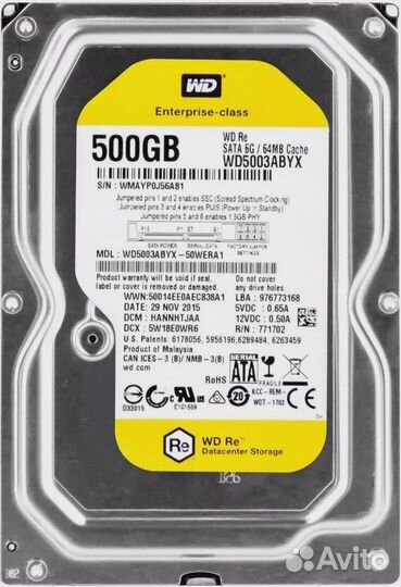 HDD, WD, WD5003abyx, SATA, 3,5