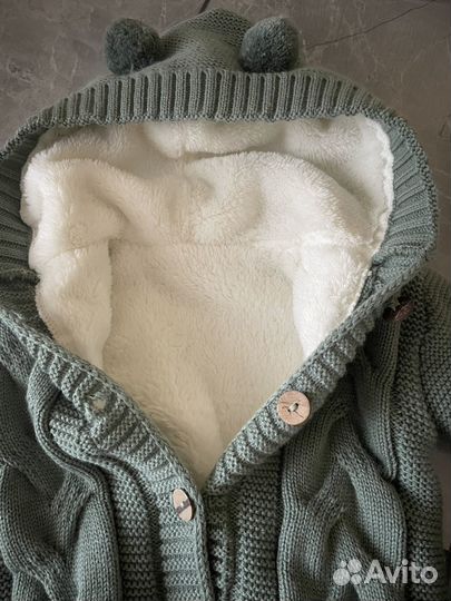 Комбинезон вязаный утепленный 62-68 рр