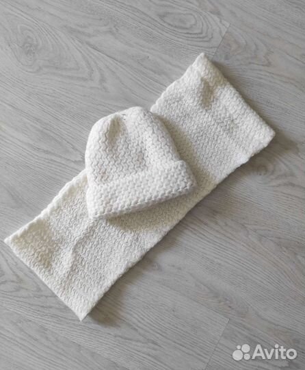 Шапка с шарфиком снуд б/у