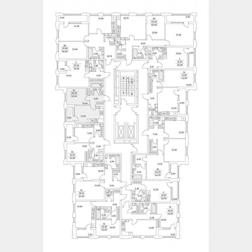 1-к. квартира, 58,4 м², 12/13 эт.