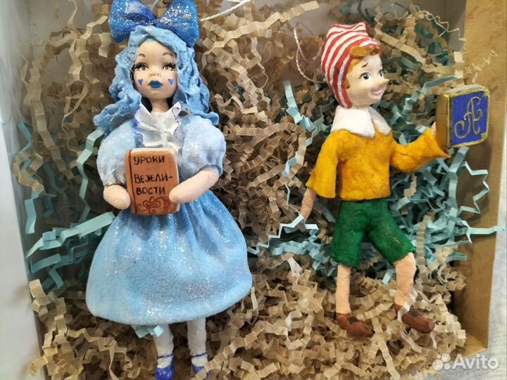 Ватные игрушки Мальвина и Буратино