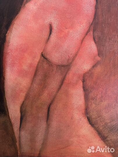 Картина маслом на холсте девушка птицы темная