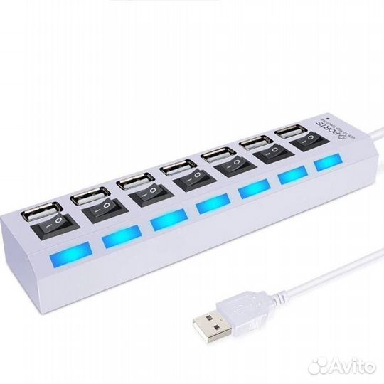 Хаб USB 2.0 Smartbuy с выключателями, 7 портов