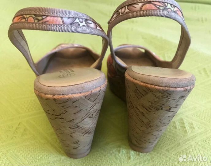 Босоножки из Португалии на пробковой платформе