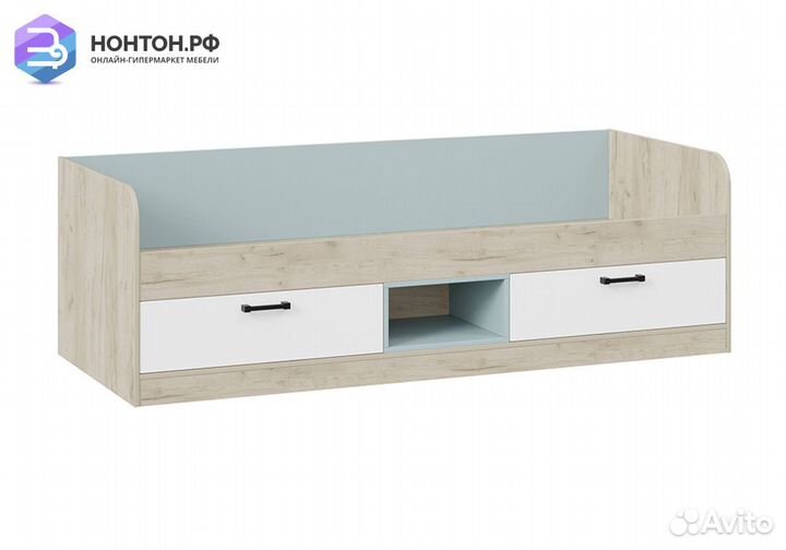 Кровать Оливер дуб крафт серый / белый / серо-голу