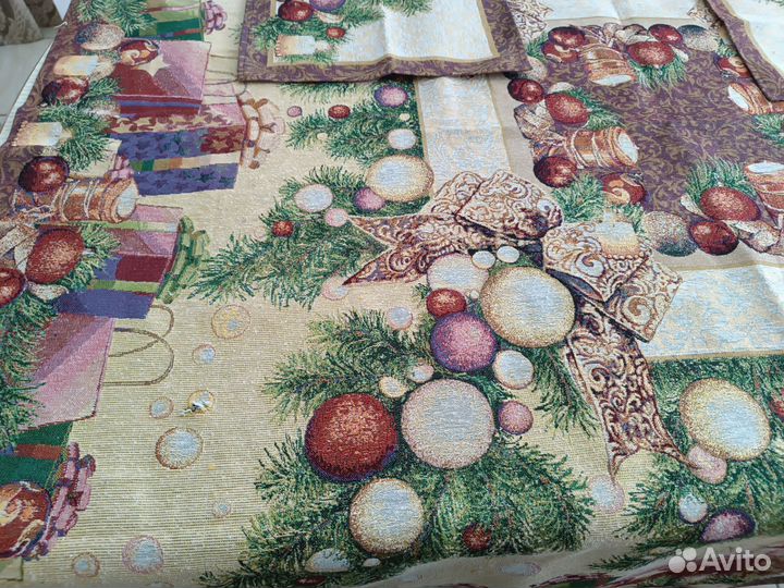 Скатерть с салфетками гобелен новогодняя