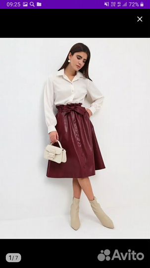 Юбка экокожа бардо, 42-44