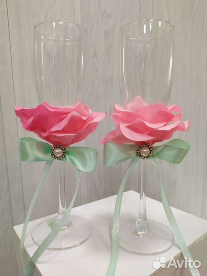 Свадебные бокалы ручной работы
