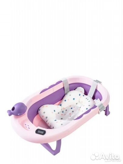 Складная детская ванночка с матрасом и термометром