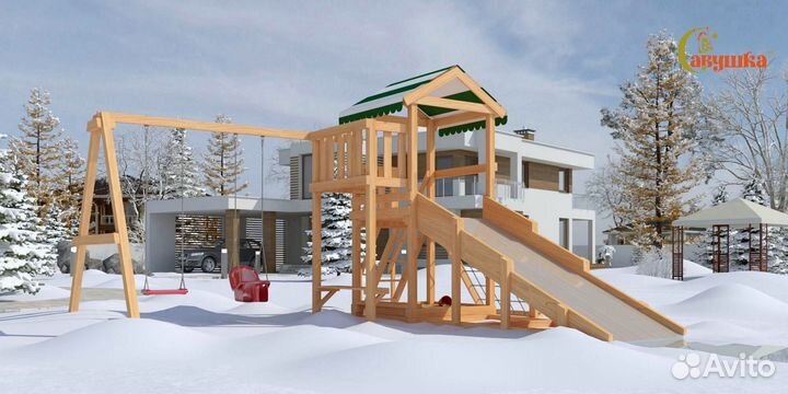 Игровая площадка для дачи с горкой и качелями