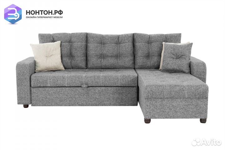 Диван угловой дельфин Ливерпуль рогожка серая
