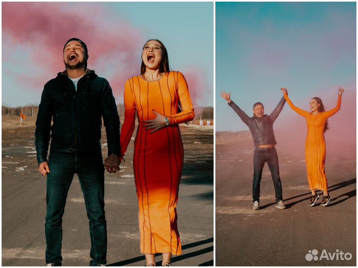 Гендер пати с самолетом и цветным дымом