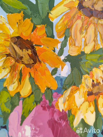 Картина подсолнухи букет подсолнухов