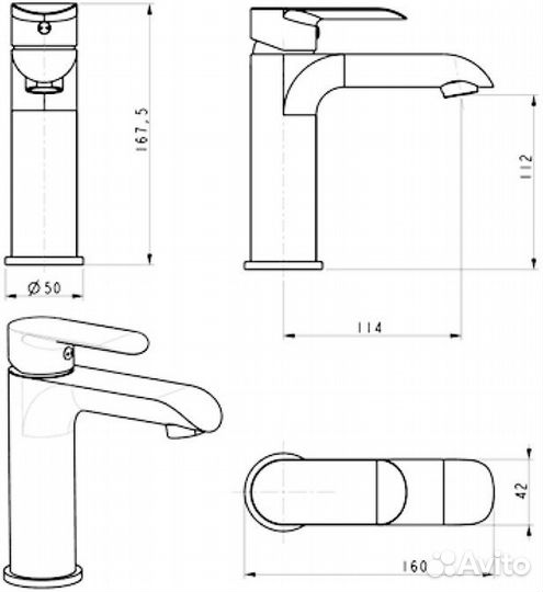 Cмеситель для раковины Hansberge opera H1033W