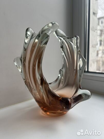 Ваза-конфетница Капля чешское стекло