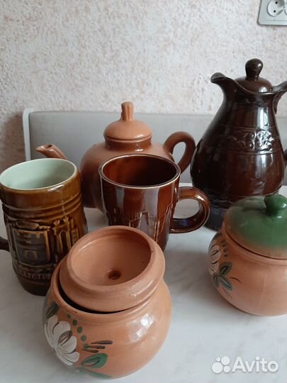 Графин керамический, кружки, чайник