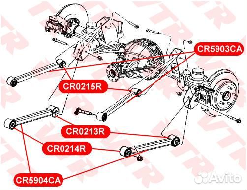 CR0215R Сайлентблок верхнего рычага задней подвески, задни