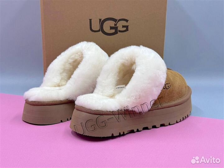 Тапочки угги женские на платформе рыжие UGG