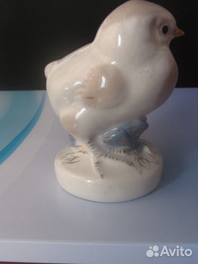 Старая Гжель Статуэтка Цыплёнок, 50-60-е гг. СССР