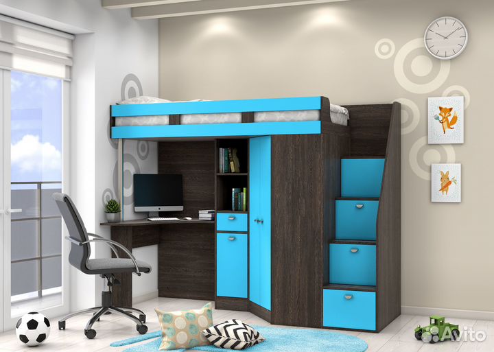 Детская кровать-чердак 6 много вариантов расцветки