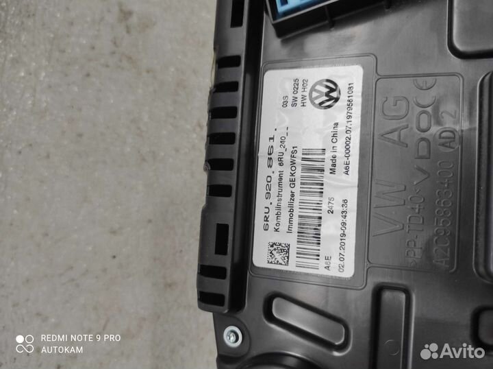 Щиток приборов Volkswagen polo 5 рест