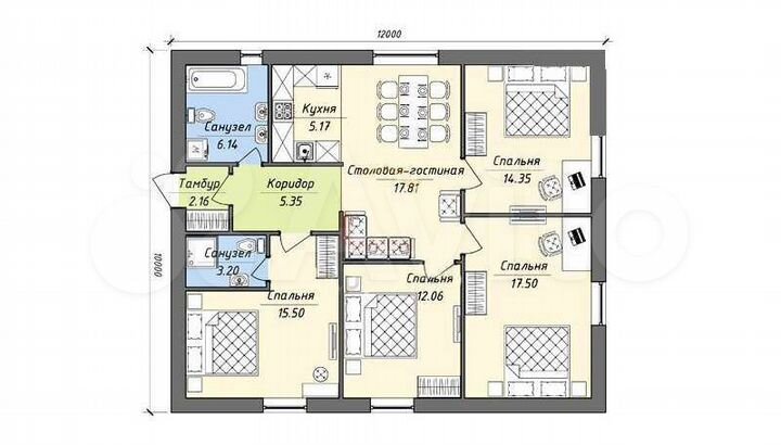 Дом 120 м² на участке 7 сот.