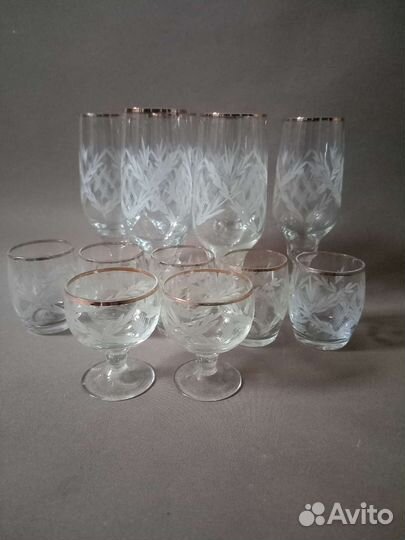 Хрустальные рюмки СССР с позолотой