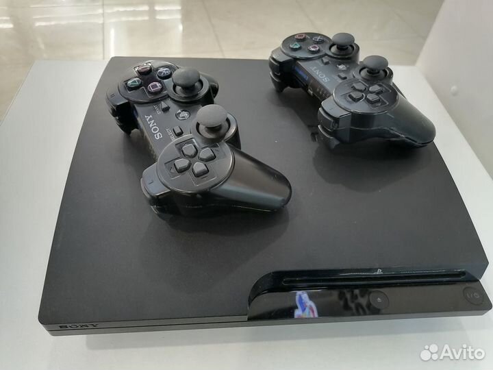 PlayStation 3 slim 320 Gb+2 джоя +91 игра