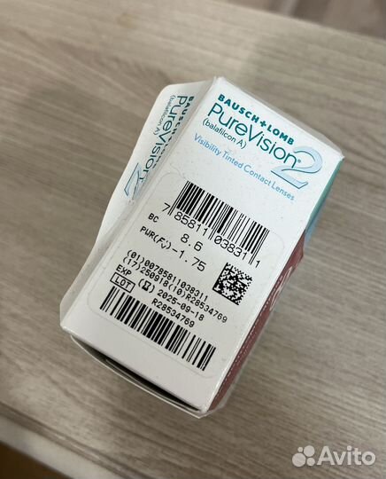 Линзы контактные pure vision -1.75