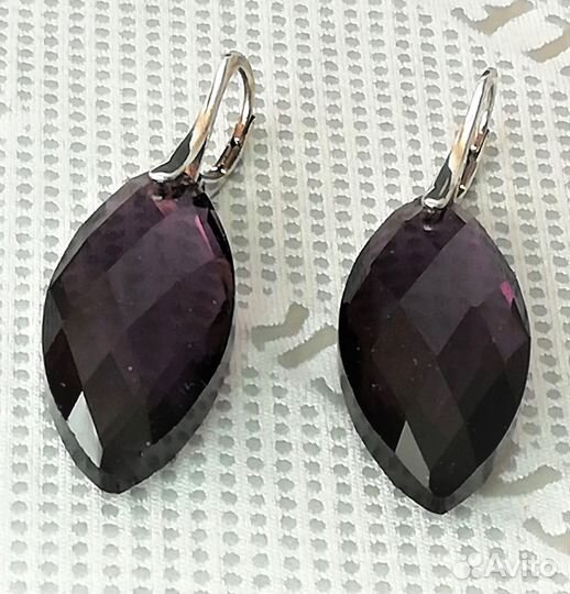 Серьги с кристаллом Сваровски серебрение С505