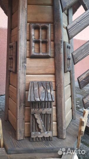 Мельница из дерева, избушка, тележка, колодец и др