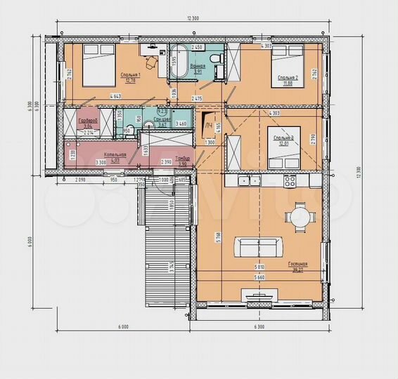 Дом 129,1 м² на участке 8 сот.