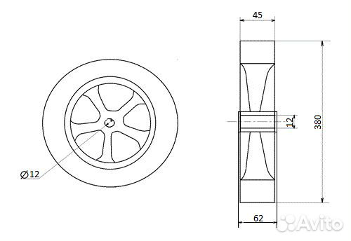 Колесо 380х45,16 дюймов, литое для коляски - пара