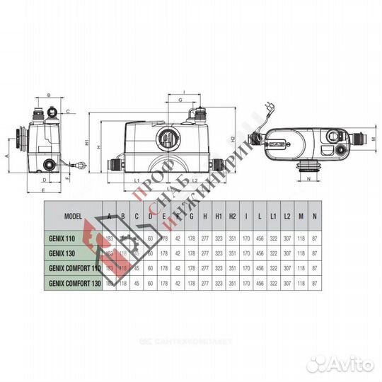 Установка канализационная genix 130 comfort DAB 60