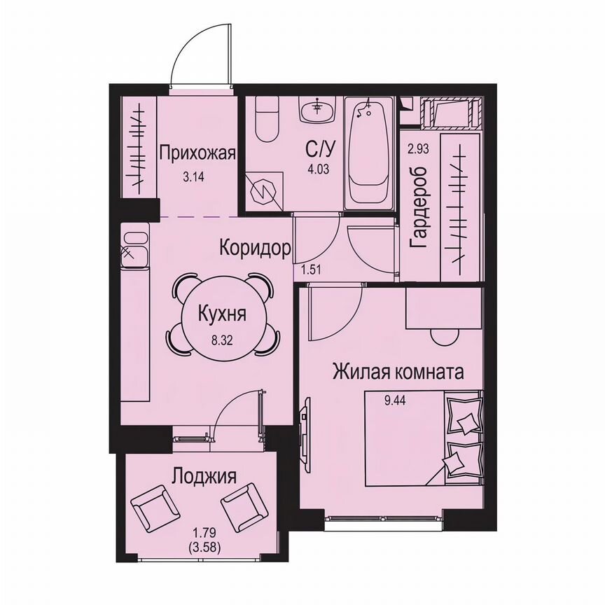 1-к. квартира, 31,2 м², 6/9 эт.