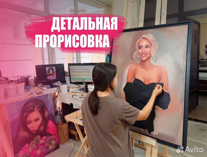 Портрет по фото на холсте на заказ Уфа