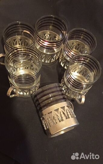 Набор стаканов с подстаканниками