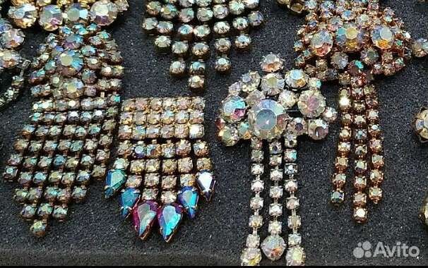 Брошь, клипсы винтаж СССР aurora borealis