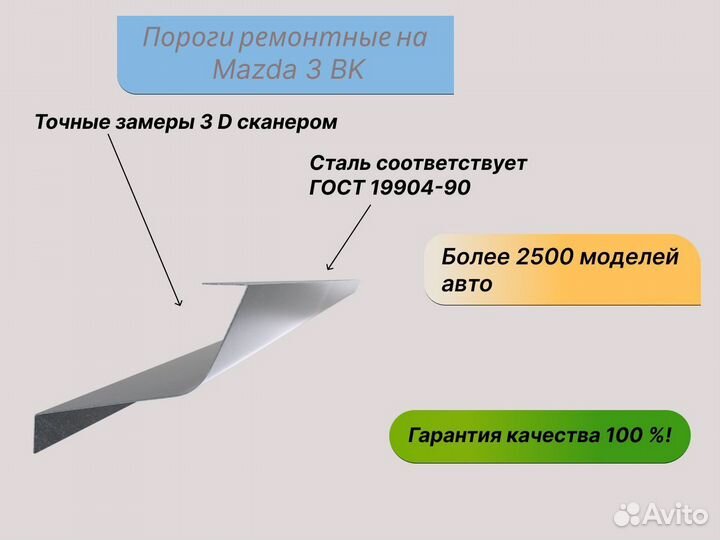 Пороги оцинкованные на Mazda