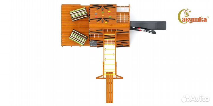 Детский спортивный комплекс с крышей для дачи