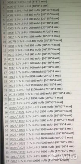 Аккумулятор универсальный (разные размеры)