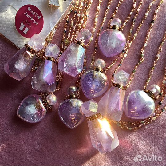 Кулон флакон для духов аметист радужный