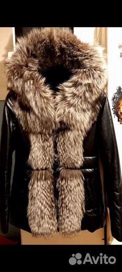 Кожаная куртка с мехом чернобурки