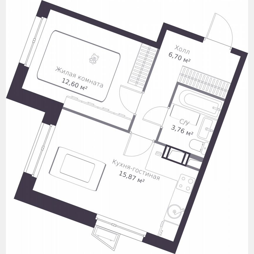 1-к. квартира, 38,9 м², 4/11 эт.
