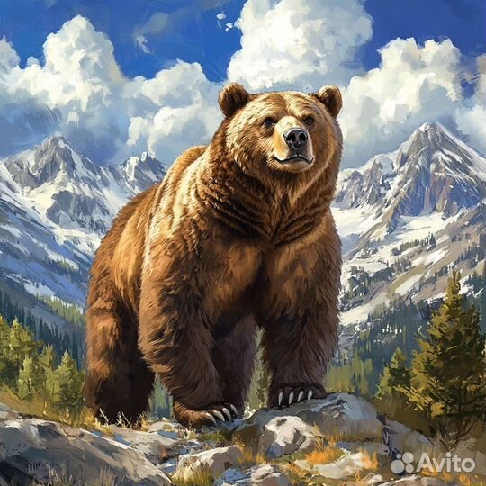Современная картина Качество Люкс Медведь на горе