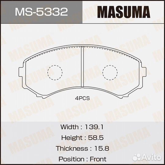 Колодки тормозные дисковые Masuma MS-5332