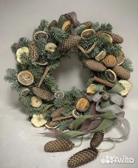 Рождественский венок из натурального нобилиса