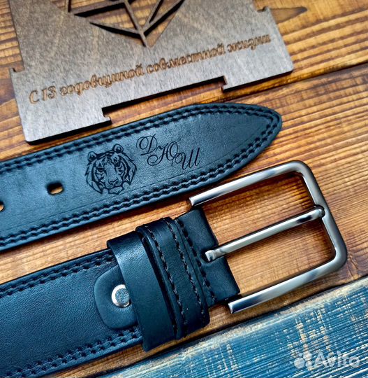 Ремень с гравировкой. Натуральная кожа