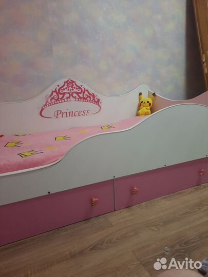 Детская кровать для девочки с матрасом 170х80